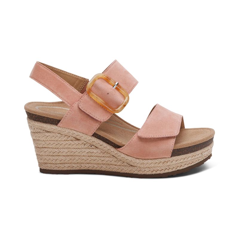 Aetrex Women's Ashley Espadrille Wedge Rose