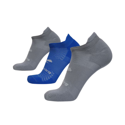 Brooks Unisex No Show 3-Pack Grey/Blue